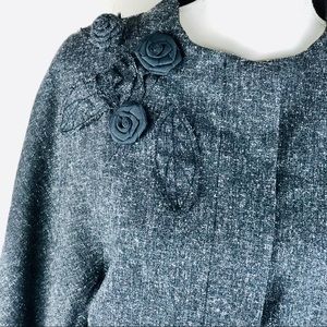 Elle Gray Textured Blazer with Floral Accents